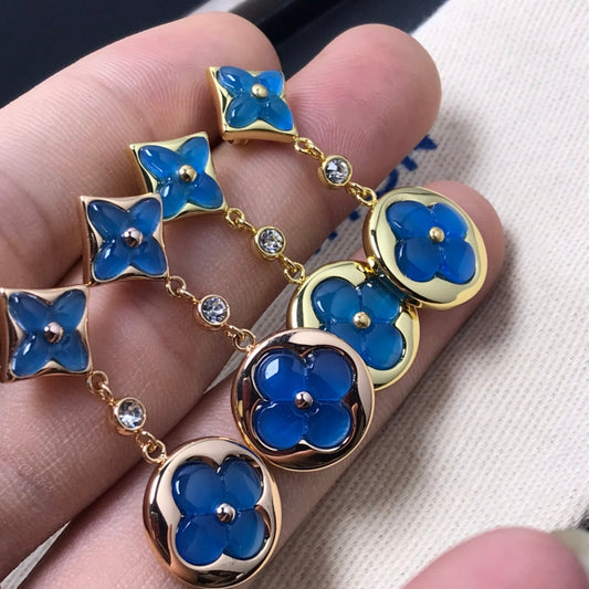 [LunaMar]STAR AND SUN AGATE DIAMOND EARRINGS