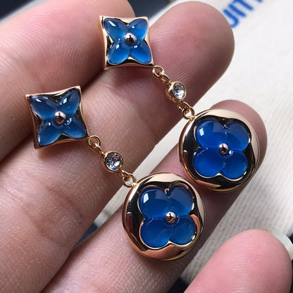 [LunaMar]STAR AND SUN AGATE DIAMOND EARRINGS