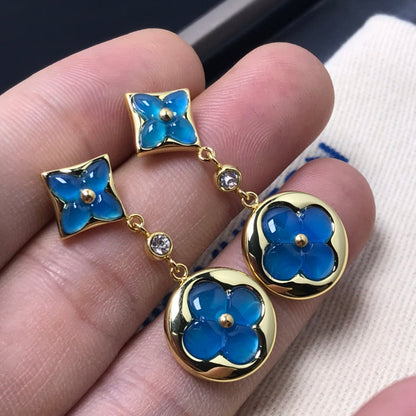 [LunaMar]STAR AND SUN AGATE DIAMOND EARRINGS