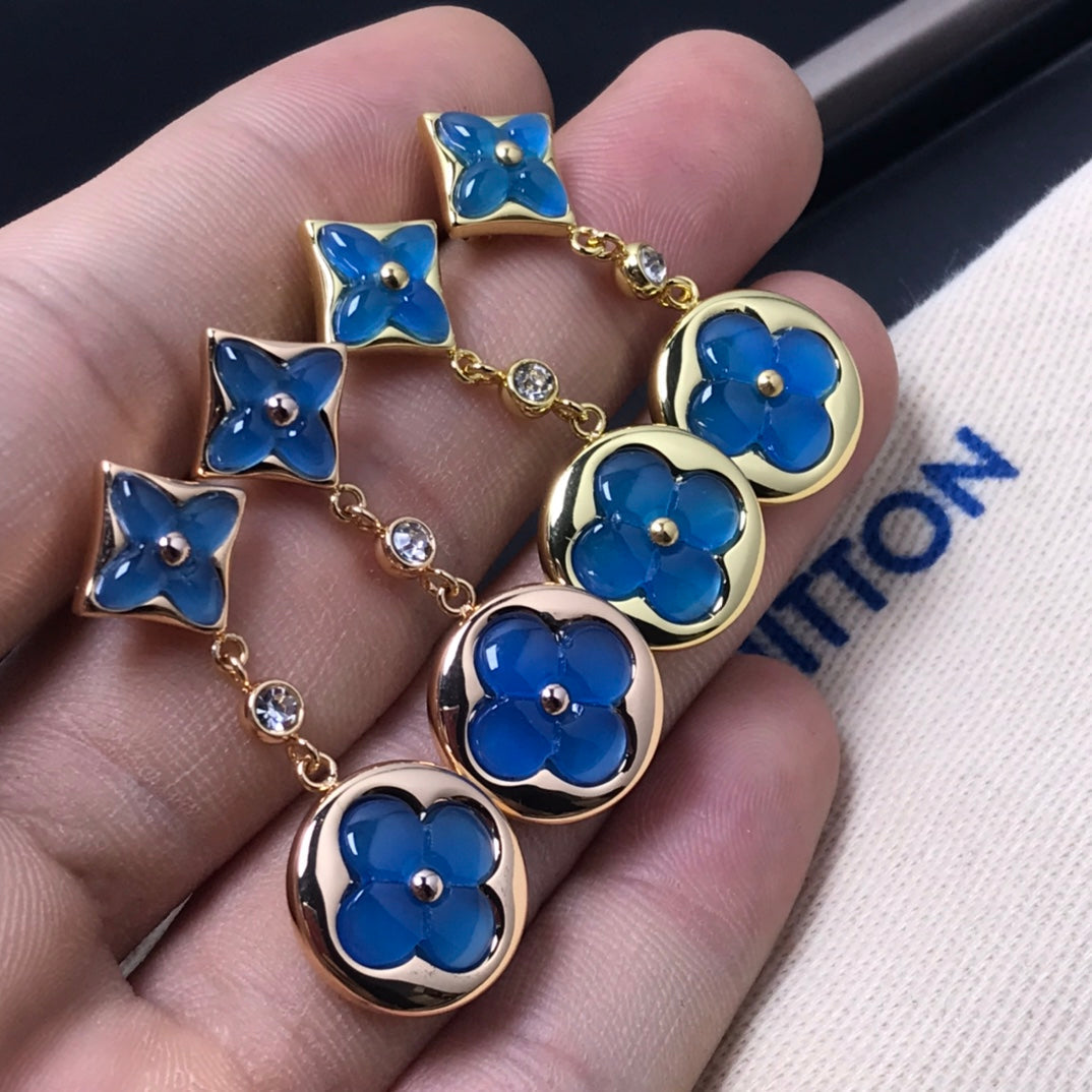 [LunaMar]STAR AND SUN AGATE DIAMOND EARRINGS