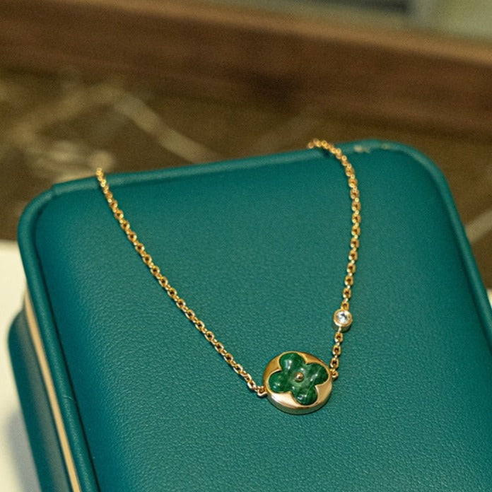 [LunaMar]SUN MALACHITE 1 DIAMOND ROSE GOLD BRACELET