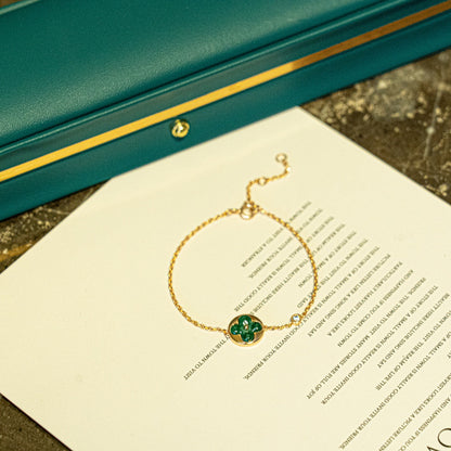 [LunaMar]SUN MALACHITE 1 DIAMOND ROSE GOLD BRACELET