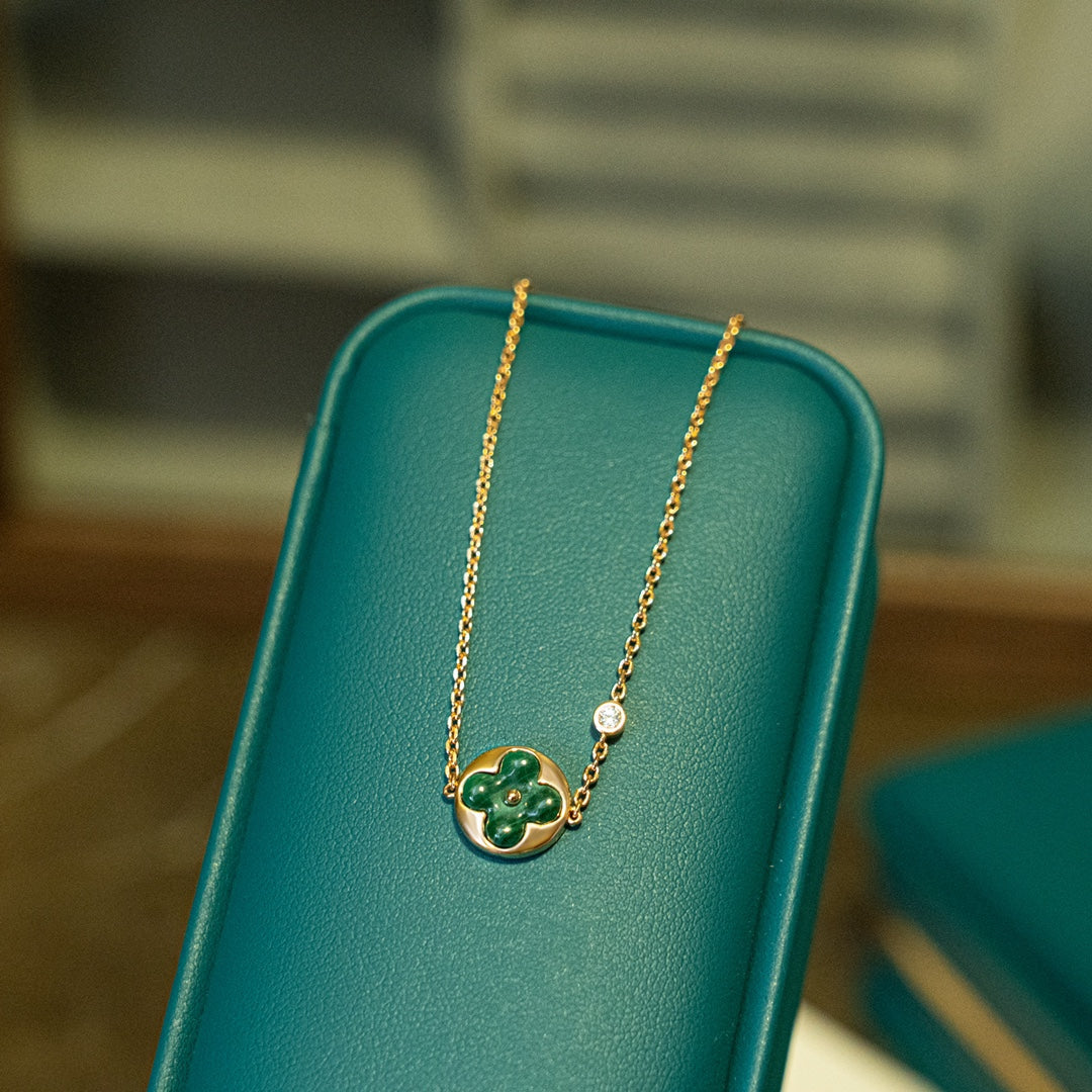 [LunaMar]SUN MALACHITE 1 DIAMOND ROSE GOLD BRACELET