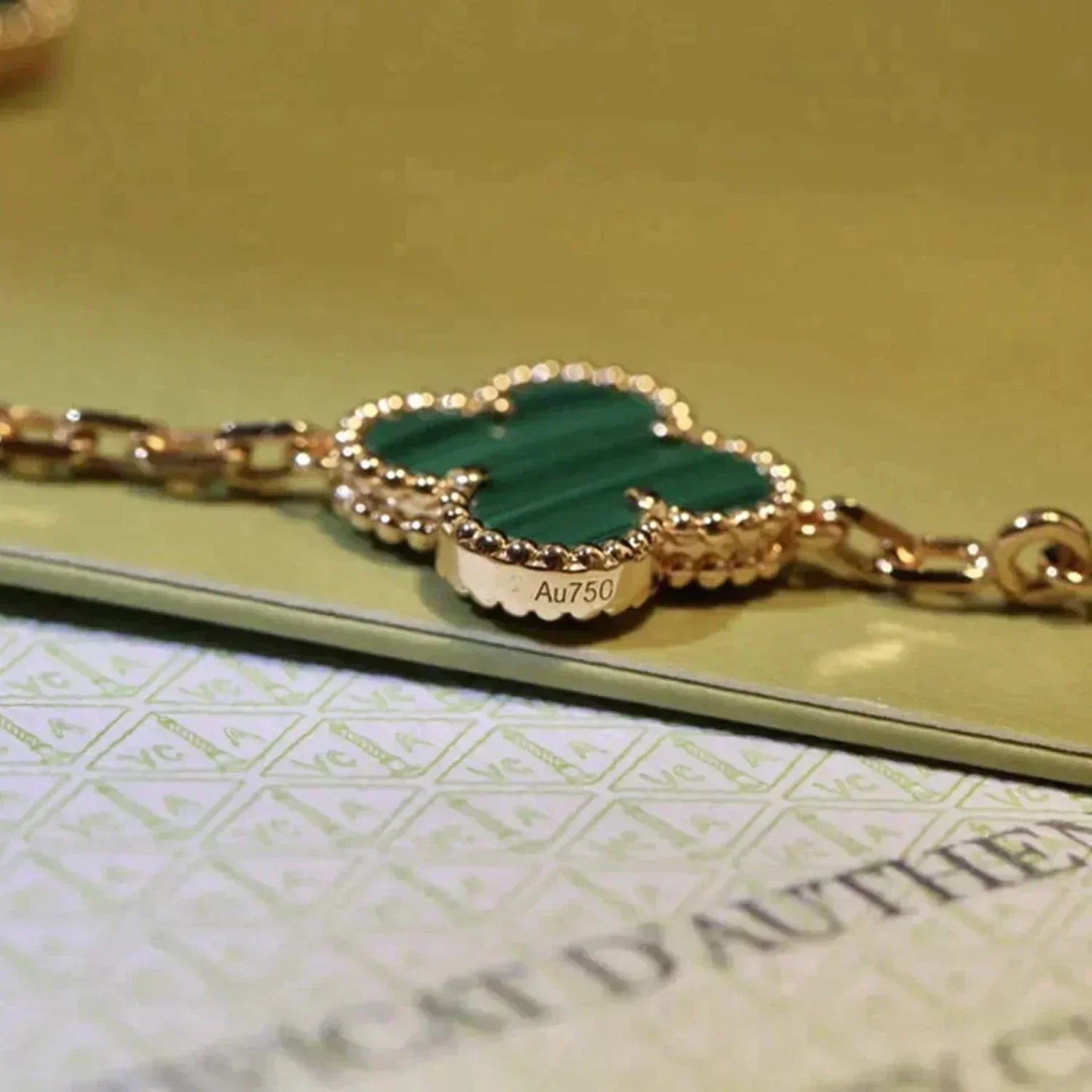 [LunaMar]LUCKY CLOVER 5-MOTIF BRACELET - MALACHITE COLLECTION