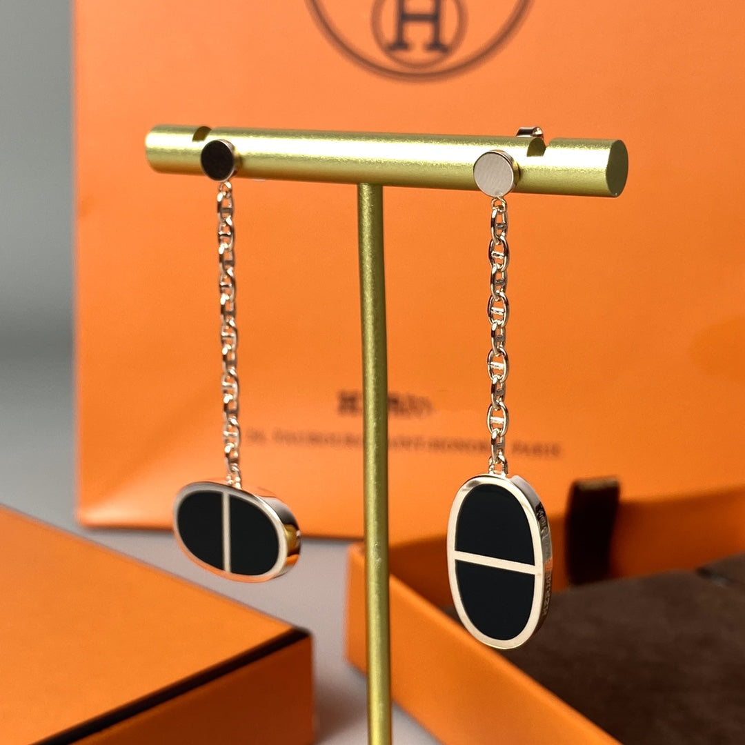 [LunaMar]CHAINE VERSO BLACK CERAMIC EARRINGS