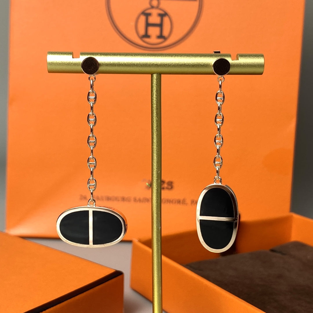 [LunaMar]CHAINE VERSO BLACK CERAMIC EARRINGS