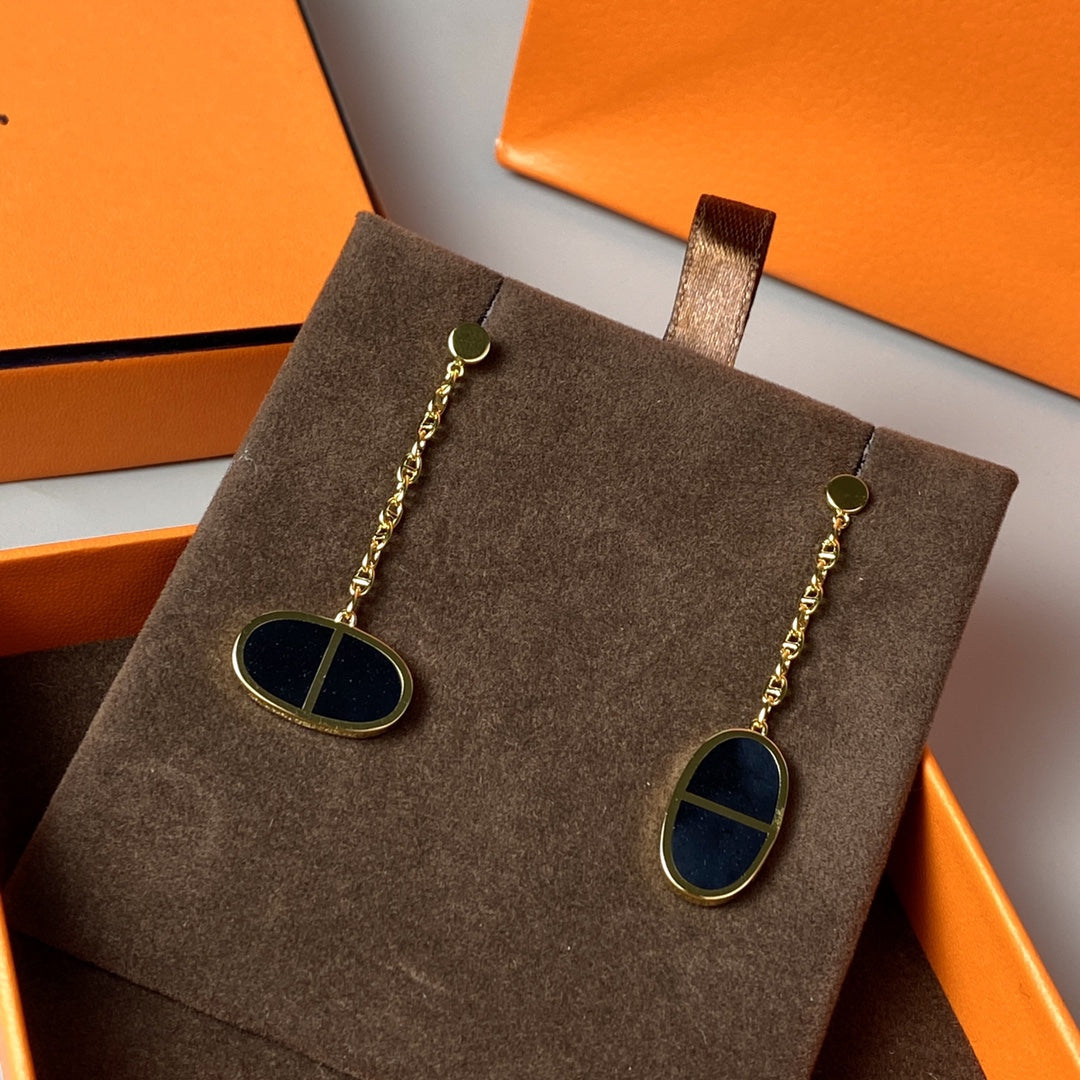 [LunaMar]CHAINE VERSO BLACK CERAMIC EARRINGS