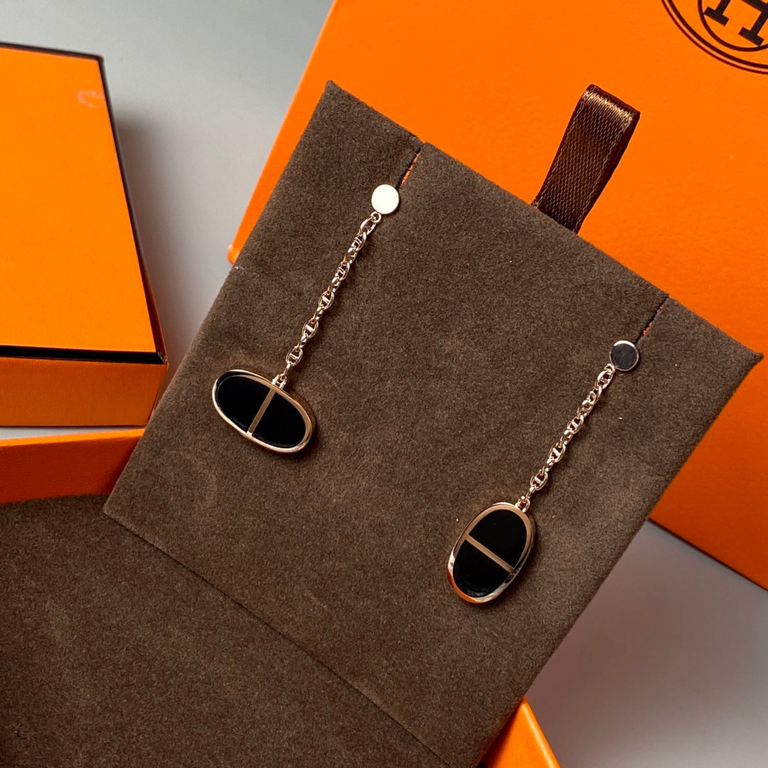 [LunaMar]CHAINE VERSO BLACK CERAMIC EARRINGS