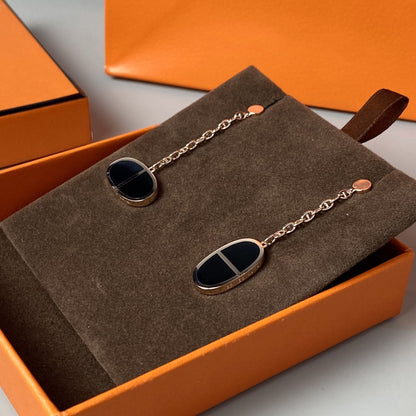 [LunaMar]CHAINE VERSO BLACK CERAMIC EARRINGS
