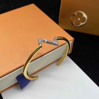 [LunaMar]VOLTE UPSITE DOWN DIAMOND GOLD OPEN BRACELET