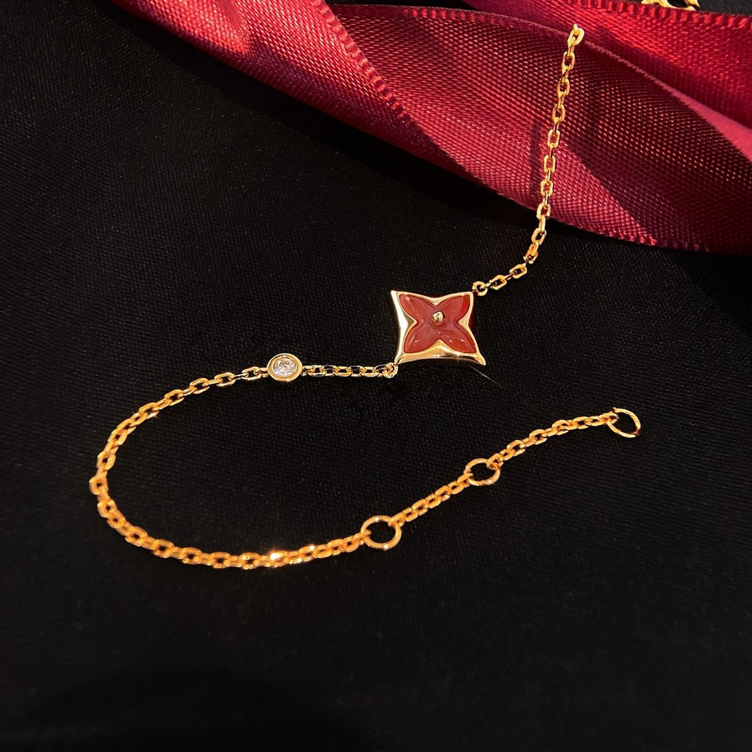 [LunaMar]COLOR STAR CARNELIAN ROSE GOLD DIAMOND BRACELET