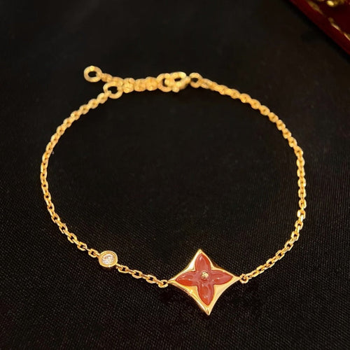 [LunaMar]COLOR STAR CARNELIAN ROSE GOLD DIAMOND BRACELET