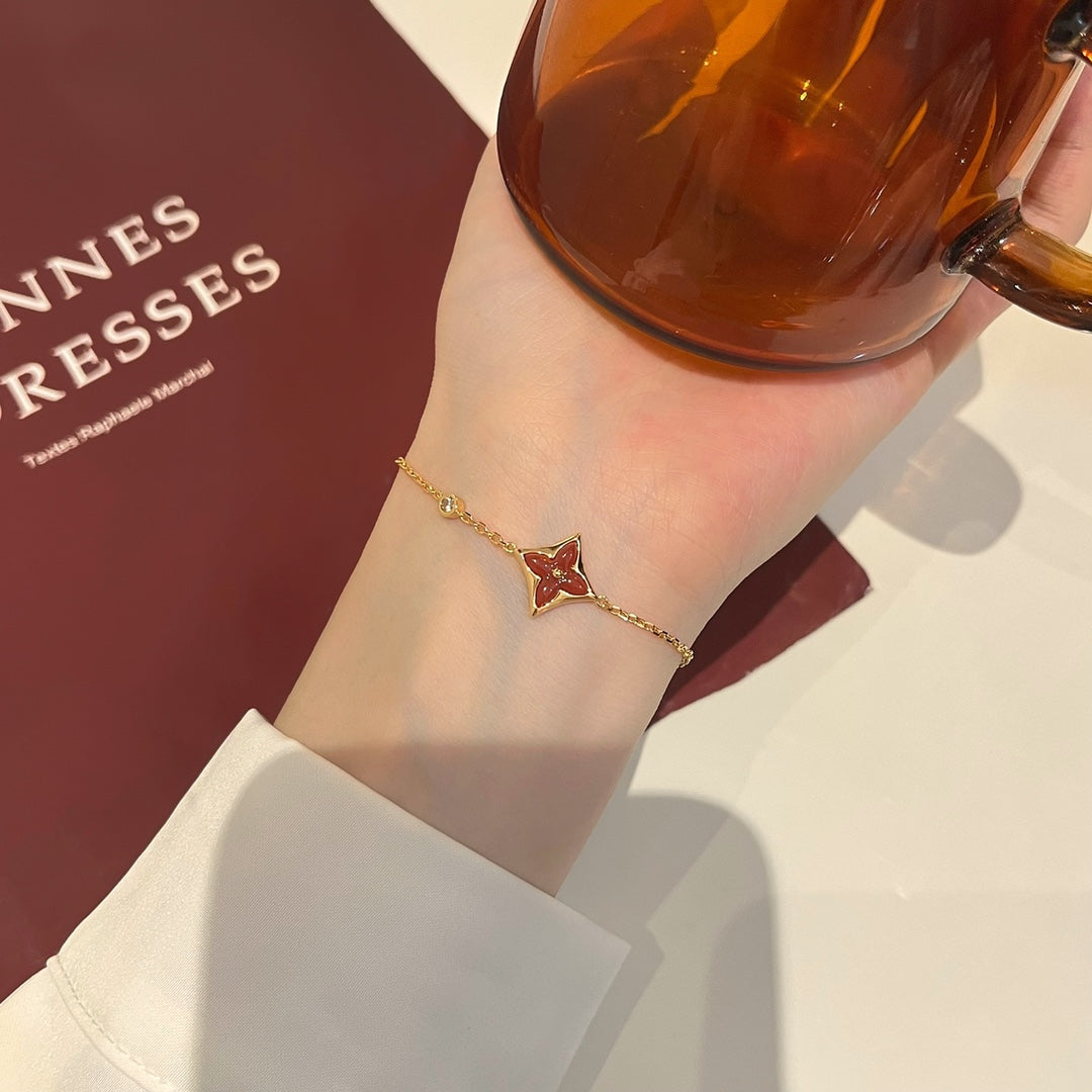 [LunaMar]COLOR STAR CARNELIAN ROSE GOLD DIAMOND BRACELET
