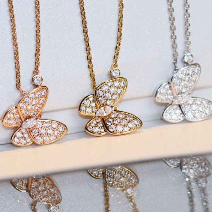 [LunaMar]BUTTERFLY DIAMOND CHARM NECKLACE