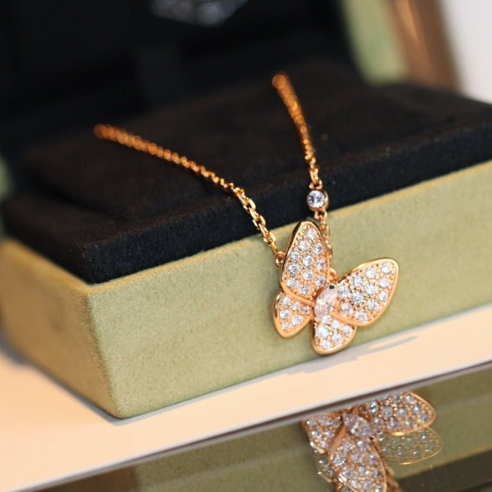 [LunaMar]BUTTERFLY DIAMOND CHARM NECKLACE