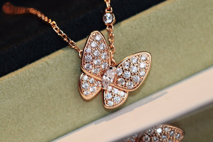 [LunaMar]BUTTERFLY DIAMOND CHARM NECKLACE