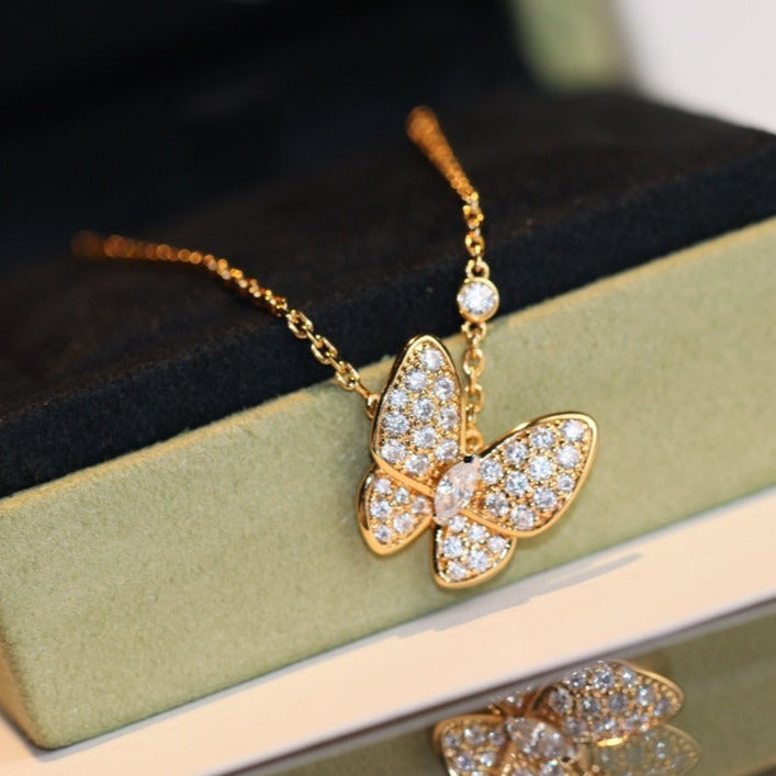 [LunaMar]BUTTERFLY DIAMOND CHARM NECKLACE