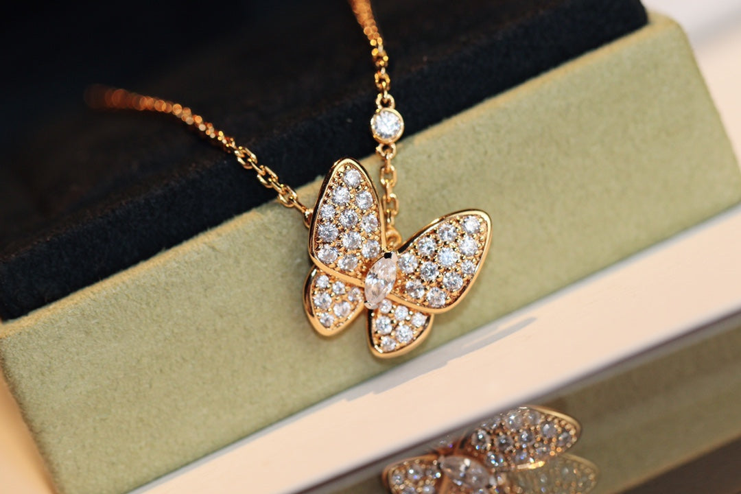 [LunaMar]BUTTERFLY DIAMOND CHARM NECKLACE
