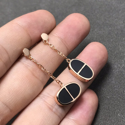 [LunaMar]CHAINE VERSO BLACK CERAMIC SILVER EARRINGS