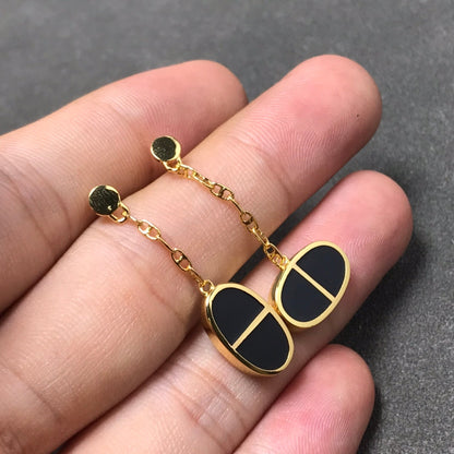 [LunaMar]CHAINE VERSO BLACK CERAMIC SILVER EARRINGS