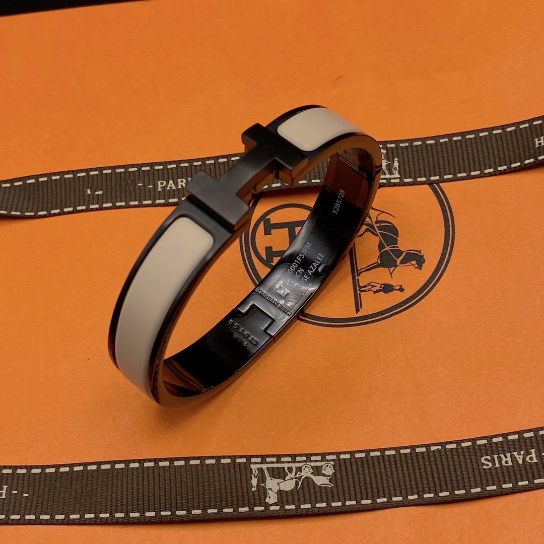 [LunaMar]H BRACELET 12MM BLACK BEIGE CERAMIC