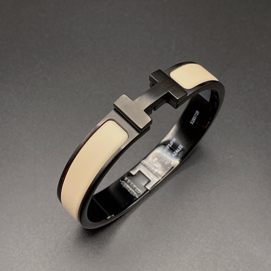 [LunaMar]H BRACELET 12MM BLACK BEIGE CERAMIC