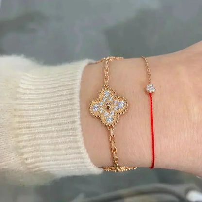 [LunaMar]LUCKY CLOVER 5-MOTIF BRACELET - FULL-DIAMOND