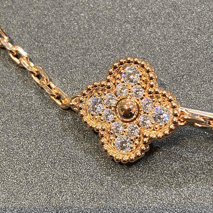 [LunaMar]LUCKY CLOVER 5-MOTIF BRACELET - FULL-DIAMOND