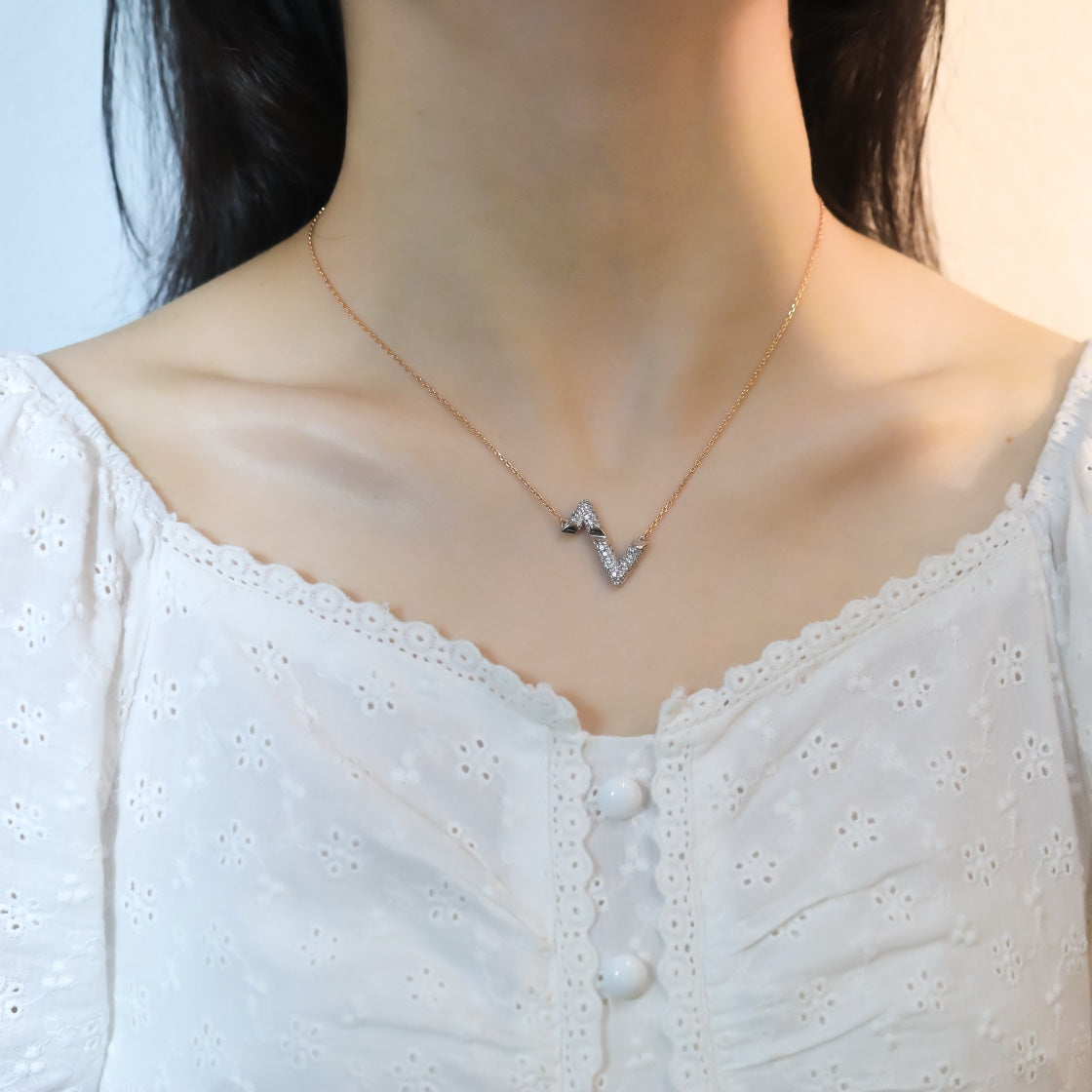 [LunaMar]VOLT SILVER DIAMOND PEDANT NECKLACE