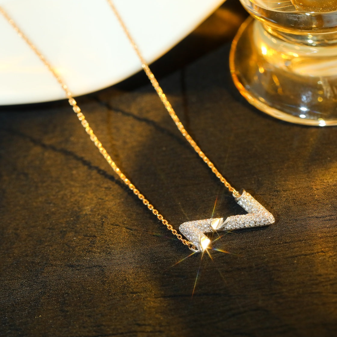 [LunaMar]VOLT SILVER DIAMOND PEDANT NECKLACE