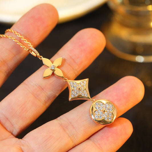 [LunaMar]STAR AND SUN DIAMOND ROSE GOLD NECKLACE