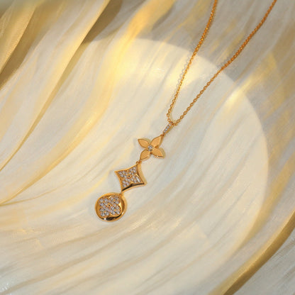 [LunaMar]STAR AND SUN DIAMOND ROSE GOLD NECKLACE