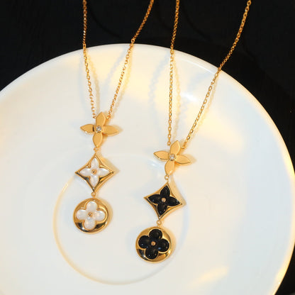 [LunaMar]STAR AND SUN ONYX ROSE GOLD NECKLACE