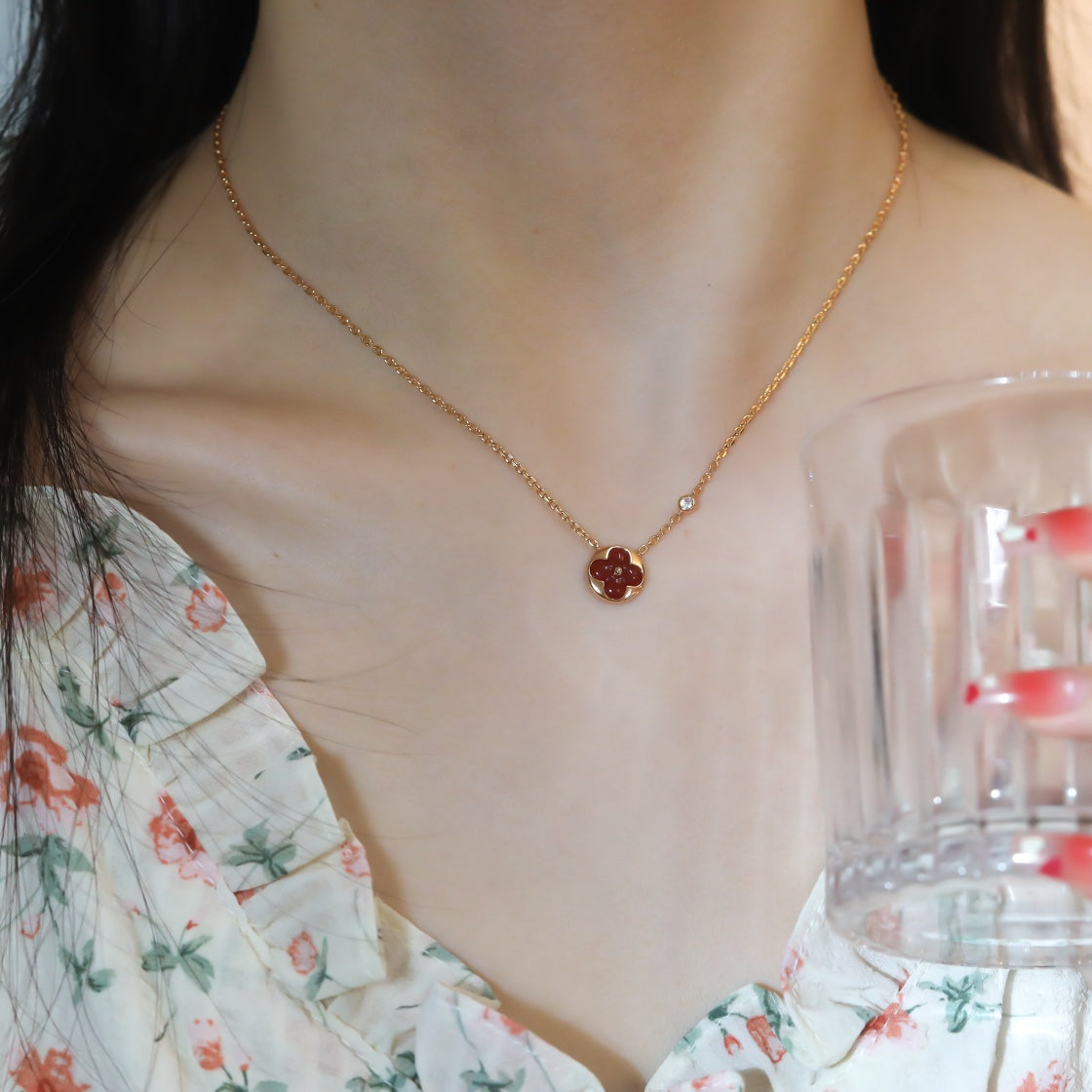 [LunaMar]SUN PEDANT ROSE GOLD 1 DIAMOND NECKLACE