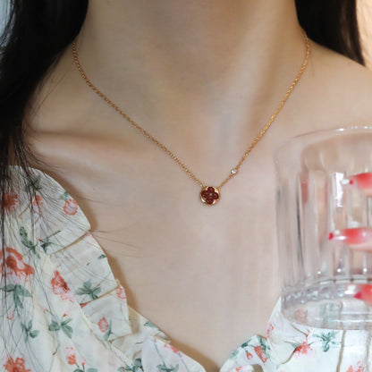 [LunaMar]SUN PEDANT ROSE GOLD 1 DIAMOND NECKLACE