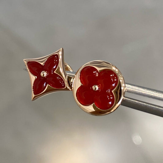 [LunaMar]STAR AND SUN ROSE GOLD CARNELIAN STUD EARRINGS