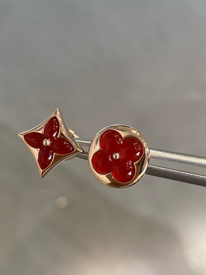 [LunaMar]STAR AND SUN ROSE GOLD CARNELIAN STUD EARRINGS