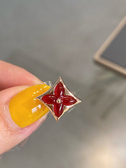 [LunaMar]STAR AND SUN ROSE GOLD CARNELIAN STUD EARRINGS
