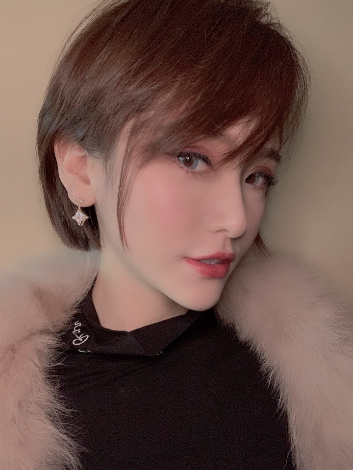 [LunaMar]DOUBLE STAR ROSE GOLD MOP DROP EARRINGS