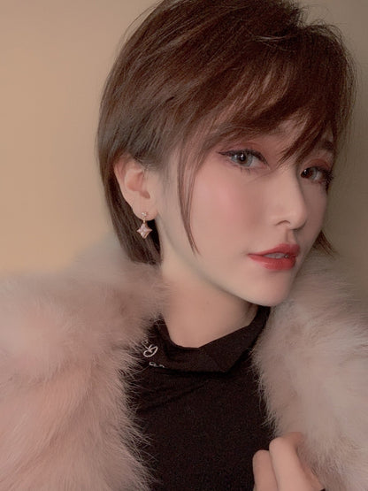 [LunaMar]DOUBLE STAR ROSE GOLD MOP DROP EARRINGS