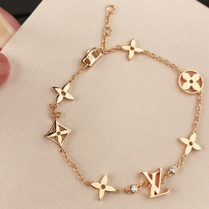 [LunaMar]STAR AND SUN 7 MOTIFS GOLD BRACELET