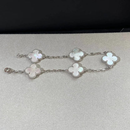 [LunaMar]LUCKY CLOVER 5-MOTIF BRACELET - WHITE MOTHER-OF-PEARL COLLECTION
