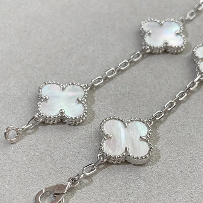 [LunaMar]LUCKY CLOVER 5-MOTIF BRACELET - WHITE MOTHER-OF-PEARL COLLECTION