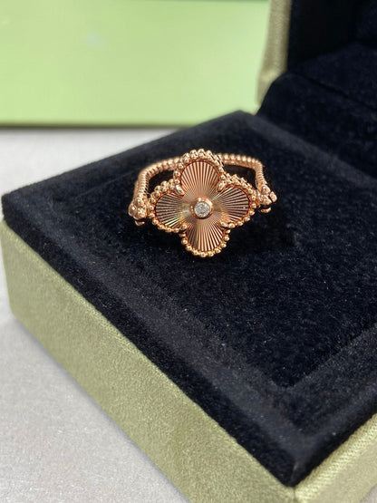 [LunaMar]LUCKY CLOVER ROSE GOLD REVERSIBLE RING