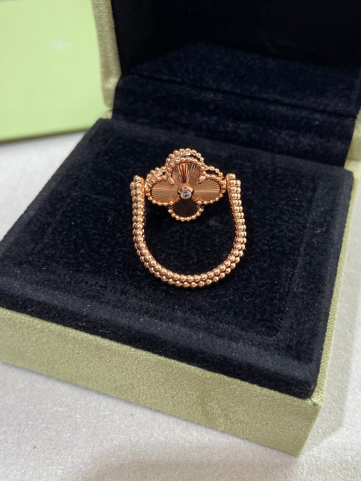 [LunaMar]LUCKY CLOVER ROSE GOLD REVERSIBLE RING