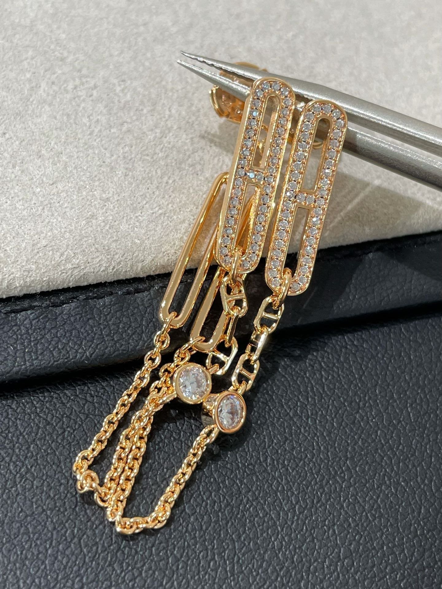 [LunaMar]CHAINE CHAOS DIAMOND DROP EARRINGS