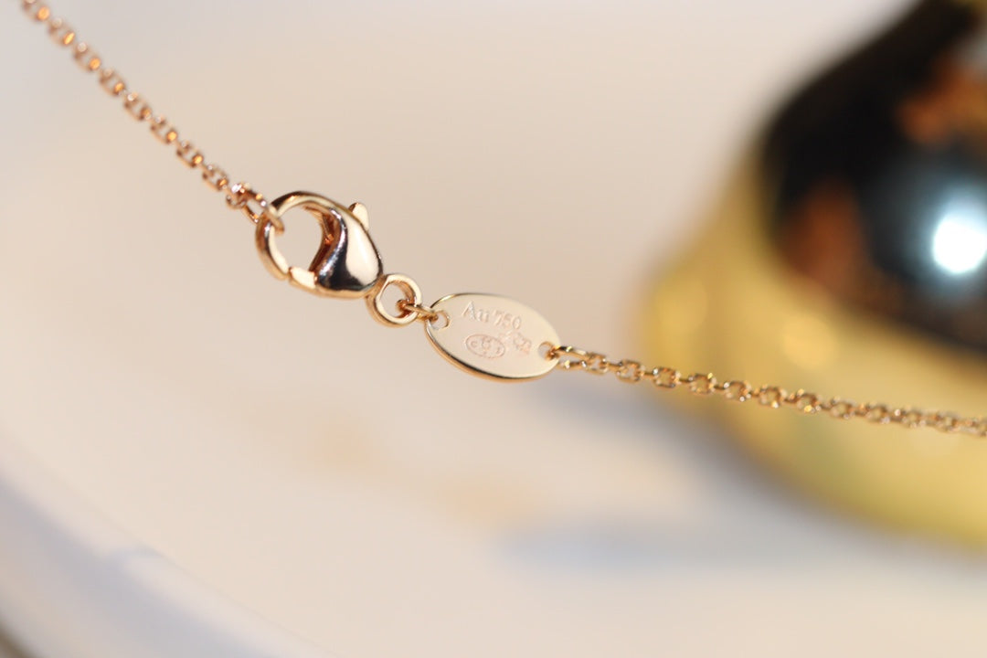 [LunaMar]JEUX MALACHITE 1 DIAMOND ROSE GOLD NECKLACE