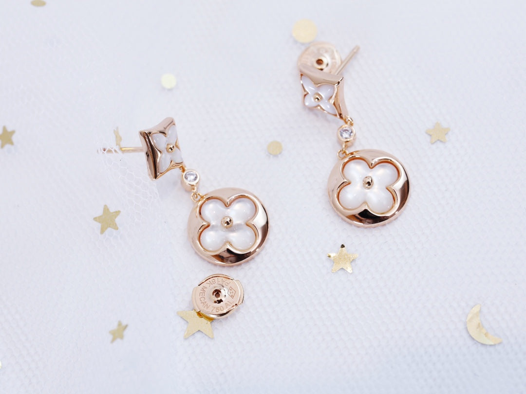 [LunaMar]STAR AND SUN ROSE GOLD MOP DROP EARRINGS