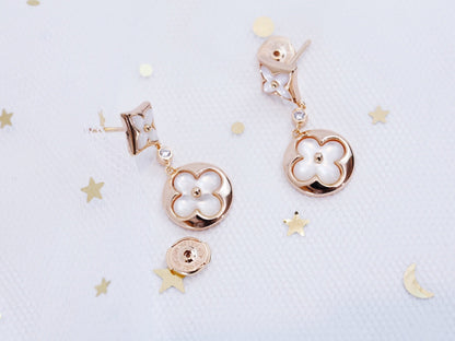 [LunaMar]STAR AND SUN ROSE GOLD MOP DROP EARRINGS