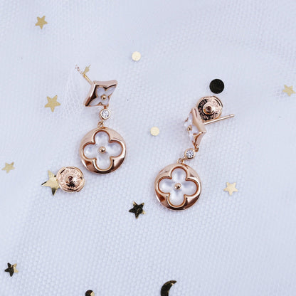 [LunaMar]STAR AND SUN ROSE GOLD MOP DROP EARRINGS